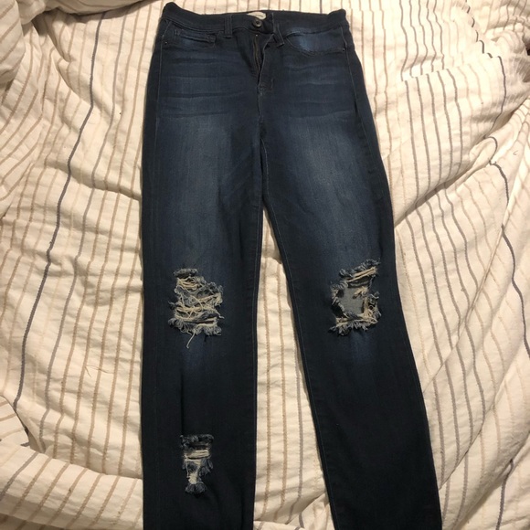 Destroyed Dark Jeans - Picture 1 of 3